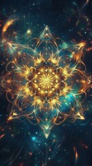 Fototapeta premium Cosmic mandala with radiant design floating in space, creating a sense of wonder and vastness. HD phone wallpaper
