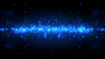 Blue glowing particles on a dark gradient abstract background