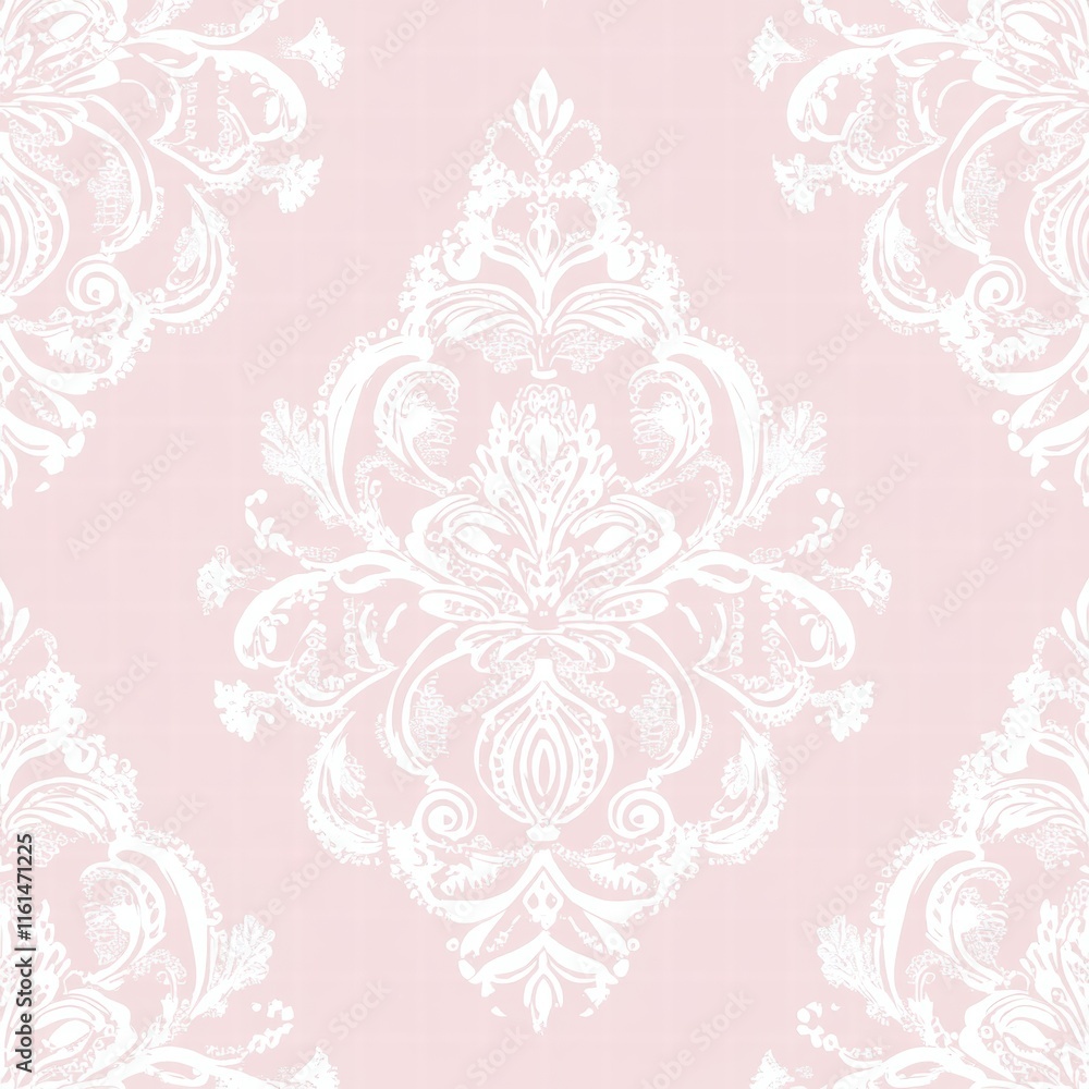 Fototapete delicate lace inspired seamless pattern in soft pink and white for elegant design projects. generati