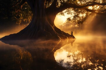 Ancient kapok tree roots in flooded Amazon basin