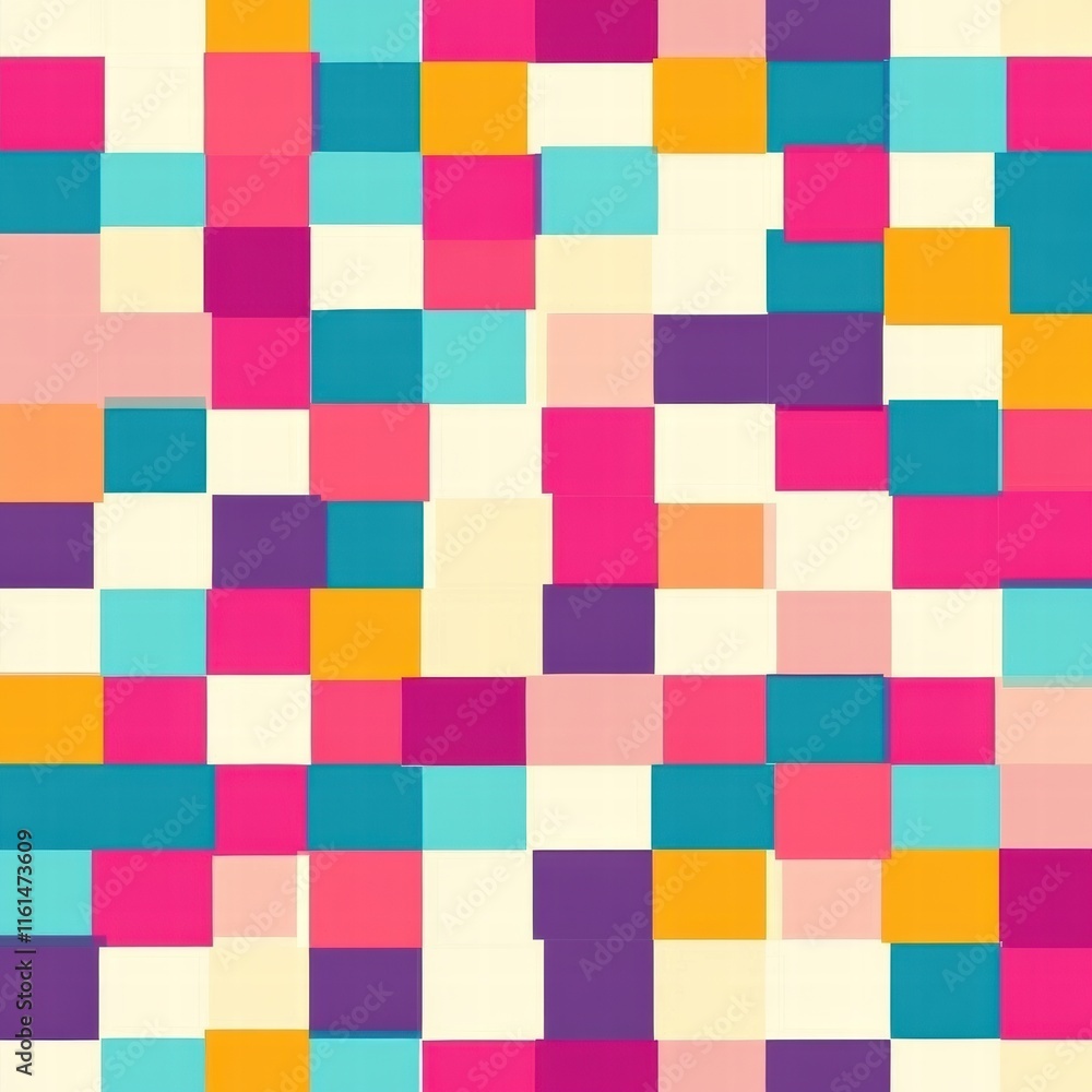 Leinwandbilder colorful pixel art seamless pattern featuring vibrant squares in various shades and arrangements acr