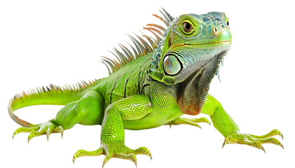 Fototapeta premium A vibrant green iguana showcasing its distinct features and colors.