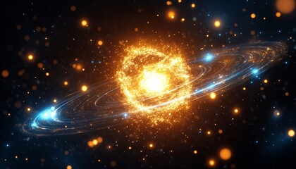 Fiery Celestial Dance Cosmic Energy Orbits a Blazing Core, Unveiling Mysteries of the Universe