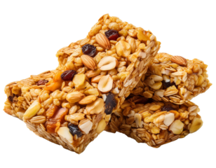 Granola bars isolated on white Background, cutout 