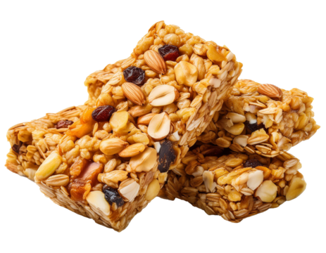 Granola bars isolated on white Background, cutout 