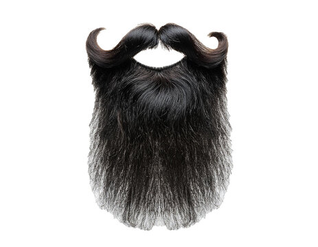 Long black beard isolated on white background, cut out 