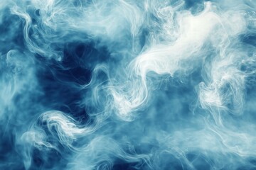 Abstract white and blue smoke patterns on dark background. ethereal design