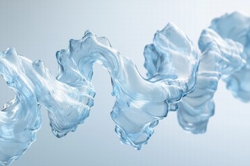 Transparent wavy glass-like structure on light background. abstract and futuristic design.