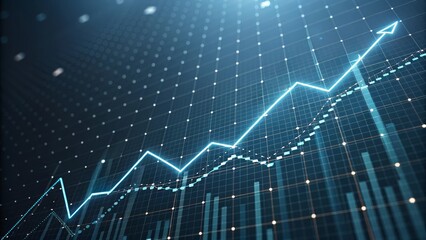 Naklejka premium Financial growth concept with rising graph and data visualization
