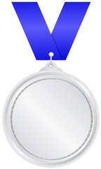 silver medal with ribbon