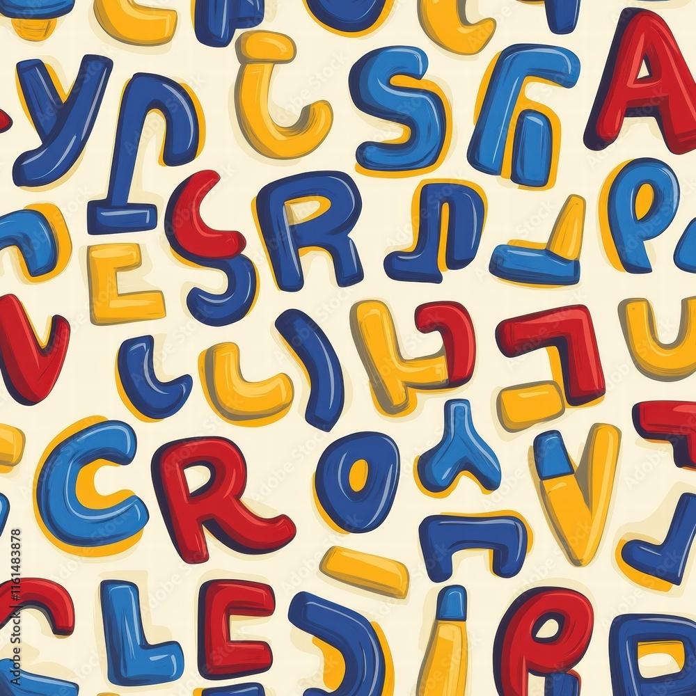 Aufkleber playful stylized alphabet pattern in vibrant colors on a light background creating a fun and engagin