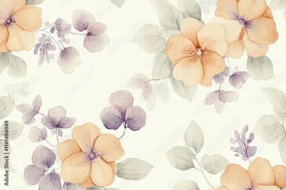Poster floral pattern featuring delicate flowers in soft shades creating a serene atmosphere for home decor
