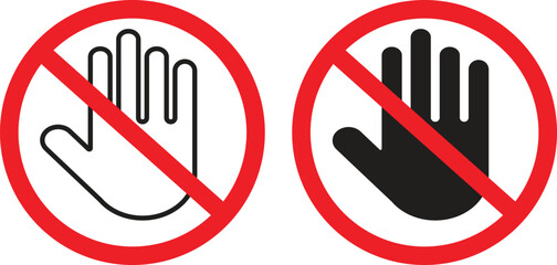 Stop hand wiith forbidden sign icon. Stop icon set. stop road sign. hand stop design in trendy style. Vector llustration.
