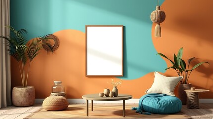 Bohemian Chic Living Room Mockup 
