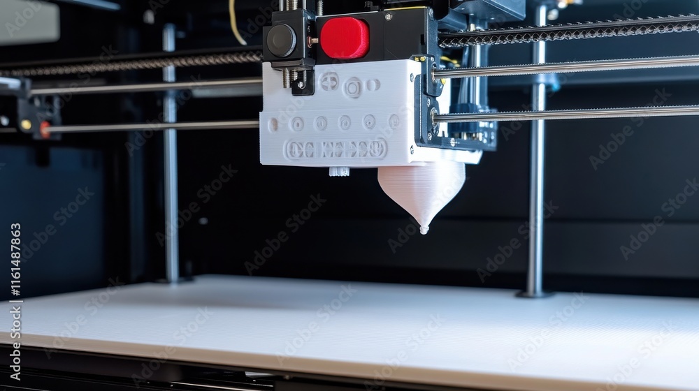 Poster a modern 3d printer in action, showcasing its precision and innovative technology in a high-tech env