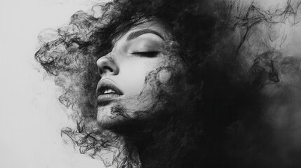 Black and white portrait. Surreal.
