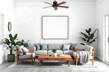 Modern Living Room Interior Design Mockup 