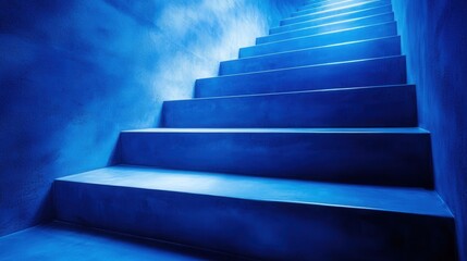 Fototapeta premium Business concept growth success process, step stair on bright blue