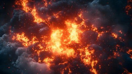 Volcanic Eruption with Fiery Lava