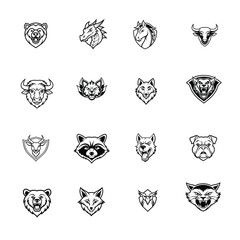 Fototapeta premium angry animal heads mascot logo set