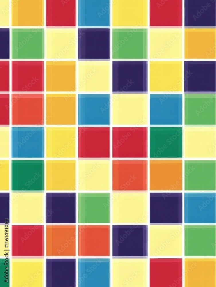 Poster Colorful pixel art inspired seamless pattern with vibrant squares for creative designs. Generative AI