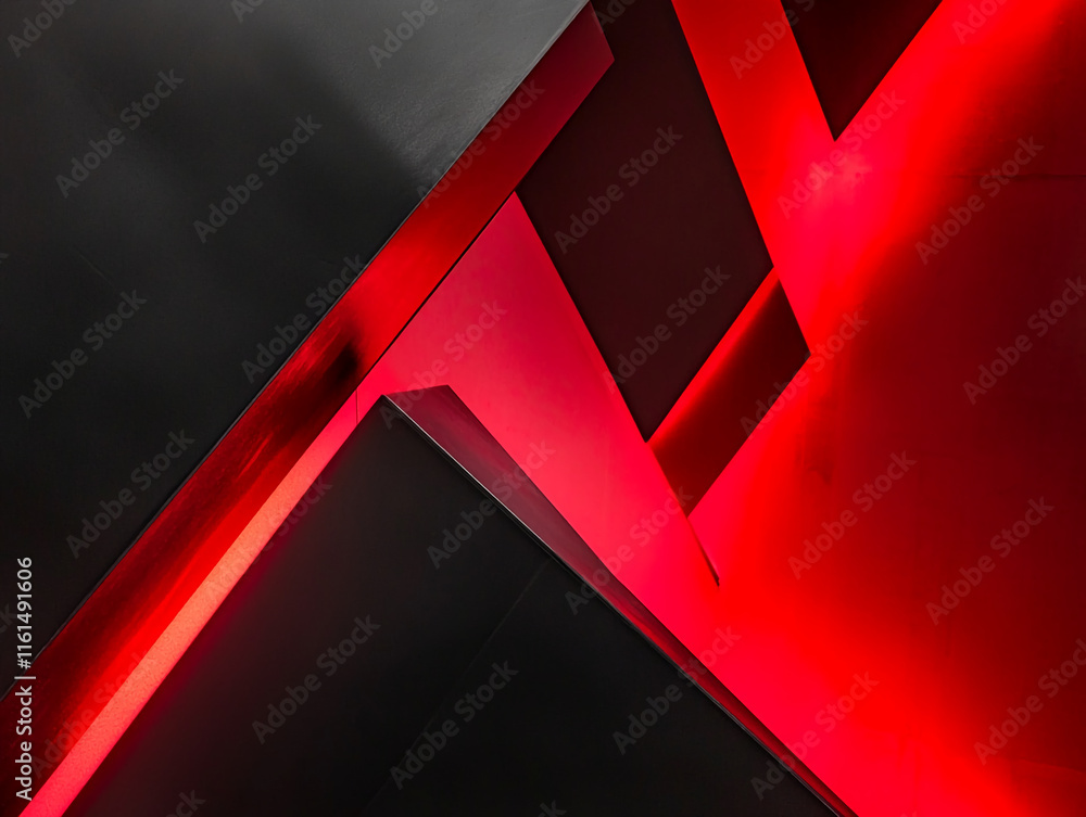 Poster abstract red and black geometric composition with modern design elements. gamer background
