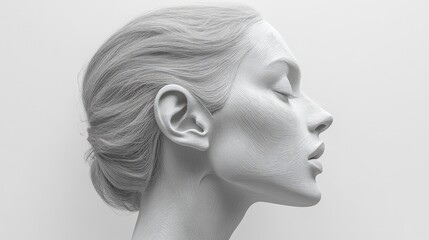 Fototapeta premium Artistic Representation of Human Anatomy with Detailed Ear Structure and Facial Profile in Minimalist Style
