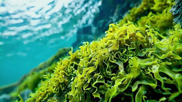 green algae  and  water