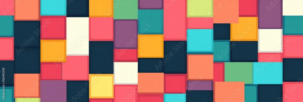 Poster Seamless pixel art inspired pattern featuring vibrant colors and geometric shapes. Generative AI