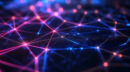 Fototapeta premium Abstract Network Connections Illuminated In Pink And Blue