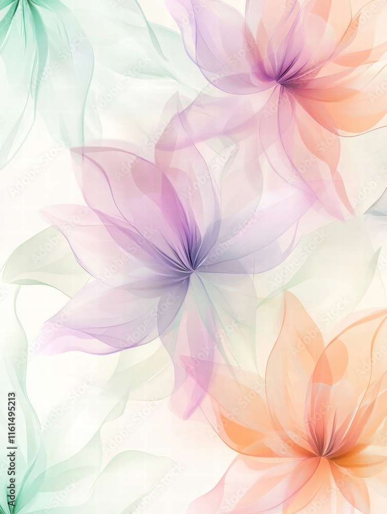 Aufkleber floral pattern showcasing delicate flowers in soft pastel colors on light background. generative ai