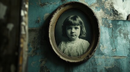 Dark grunge frame surrounding a vintage photograph, highlighting aged details.
