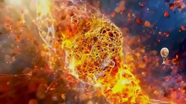 a skull  exploding in  flames