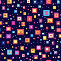 Pixel art pattern featuring colorful squares on a dark background for creative designs and crafts. Generative AI