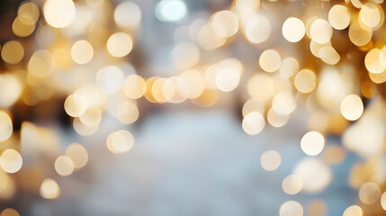 Obraz premium Abstract Golden Light Bokeh with Warm Tones and a Dreamy Aesthetic Ideal for Digital or Print Backgrounds