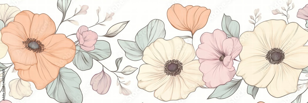 Aufkleber delicate floral pattern featuring soft colors and intricate details. generative ai