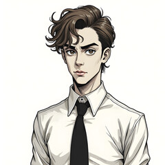 Young man in formal attire with tousled hair