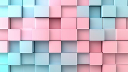 Abstract background of pastel pink and blue cubes.