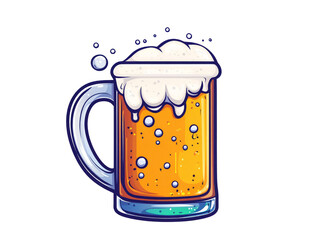 Glass of beer with foam isolated on transparent background.