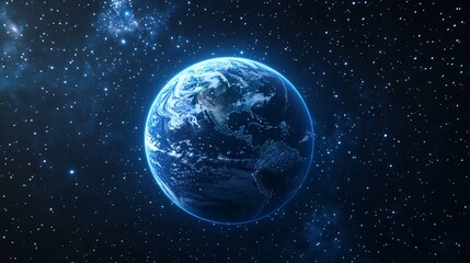 Obraz premium Earth in space, glowing blue planet.