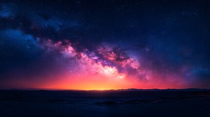 Fototapeta premium Vibrant Milky Way Galaxy Over Desert Landscape