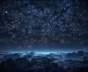 Fototapeta premium Dark blue night sky with glitter bokeh and starlight, starlight, bokeh effect