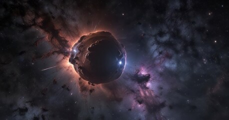 Dark nebula with starry background and distant galaxy,  dark matter,  cosmos