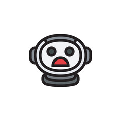 Cute character of afraid astronaut flat icon vector design illustration. 