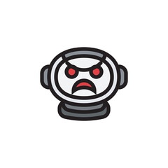 Cute character of angry astronaut flat icon vector design illustration, isolated on white background. 