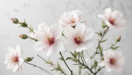 Obraz premium Delicate watercolor blooms on a soft white background , abstract, garden