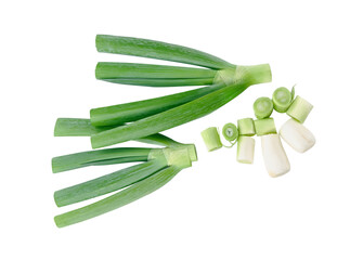 Scallions, cut into sections isolated on transparent png