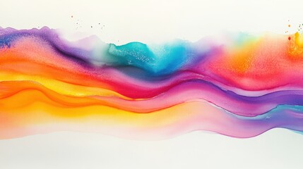 Fototapeta premium Rainbow watercolor banner background on white. Pure vibrant watercolor colors. Creative paint gradients, fluids, splashes, spray and stains. Abstract background.