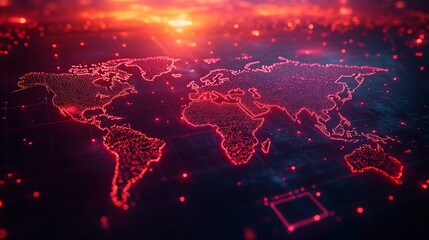 Global network connection, digital world map.