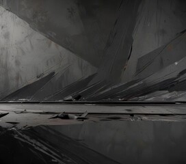 Dark grey grunge brush strokes underline shapes with bold geometric lines,  edgy, grunge